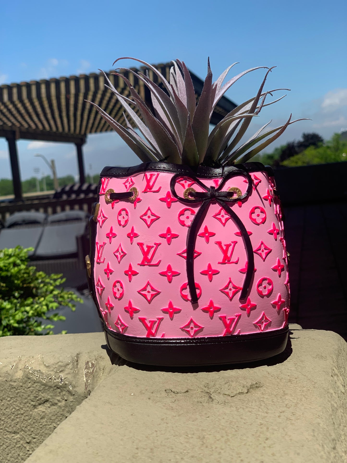 HOT PINK LV PURSE PLANTER