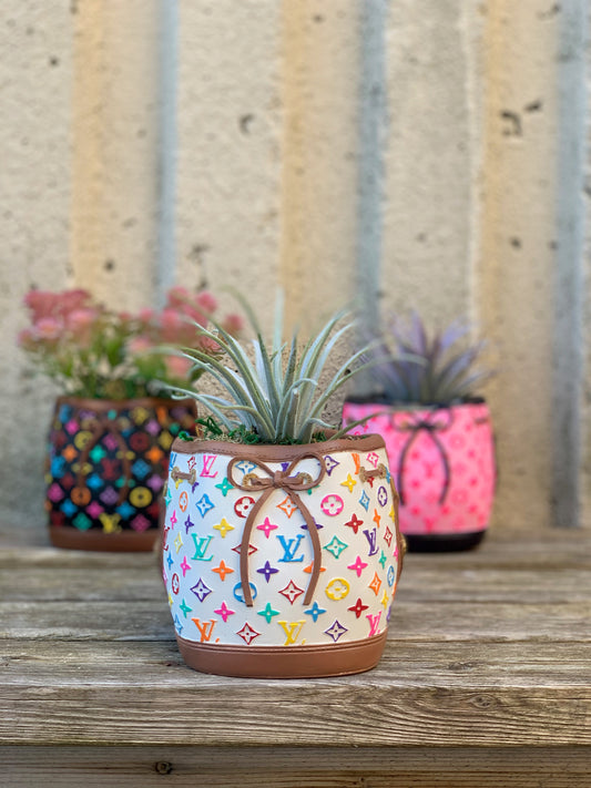 WHITE MULTICOLOUR MONOGRAM LV PURSE PLANTER